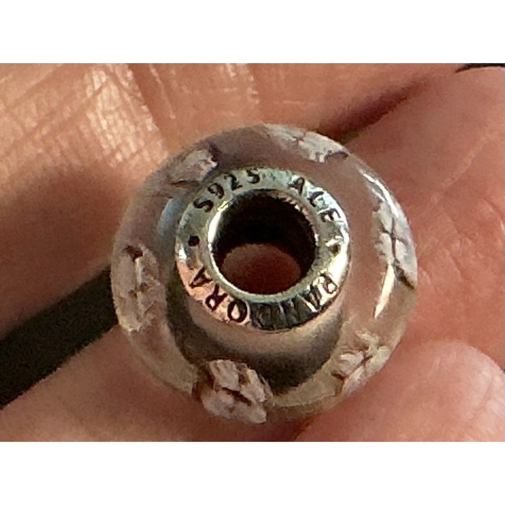 Pandora White Murano Glass Butterfly Charm S925 ALE Sterling Silver Bead